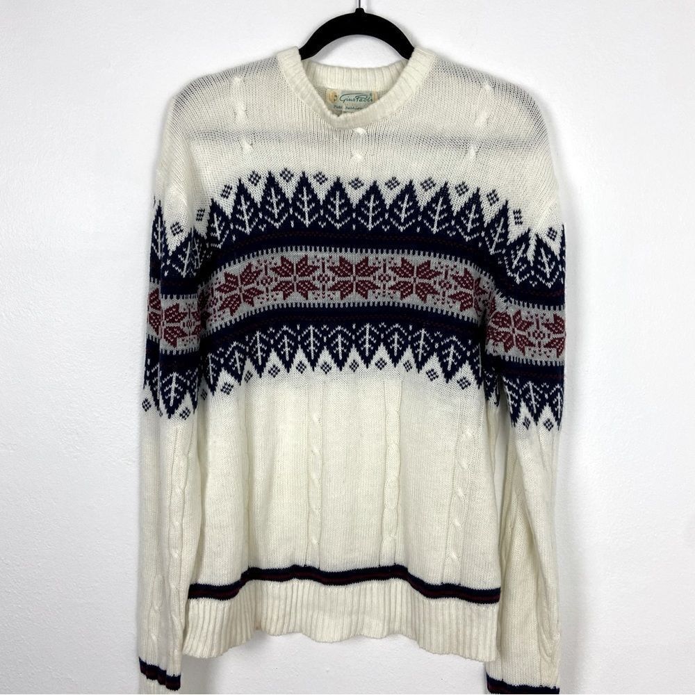Vintage Gino‎ Paoli Fair Isle Nordic CabinCore Sweater Hygge Cozy Classic Mens L